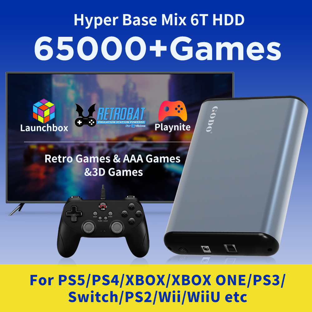 Retro Gaming Xbox - JMachen 6TB draagbaar gaming-HDD-systeem 3-in-1 retro-gameconsole