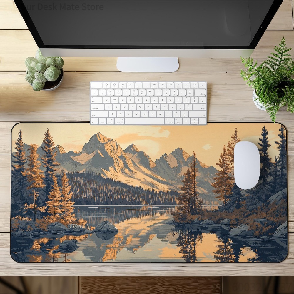 Retro Gaming Xl - Retro Art Mountain Landscape Bureaumat Grote