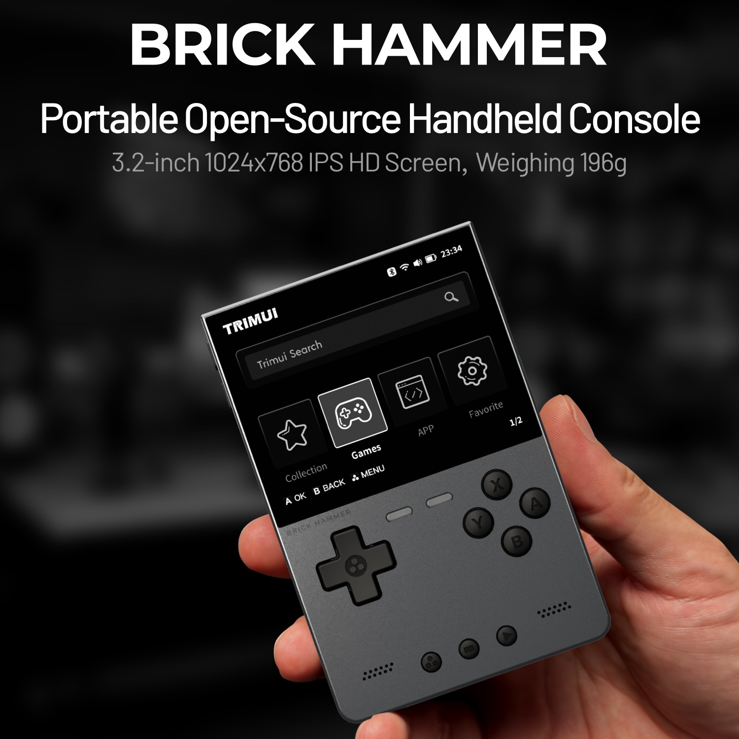 Retro Gaming Device Handheld - TRIMUI BAKSTEEN HAMER Retro Handheld Game