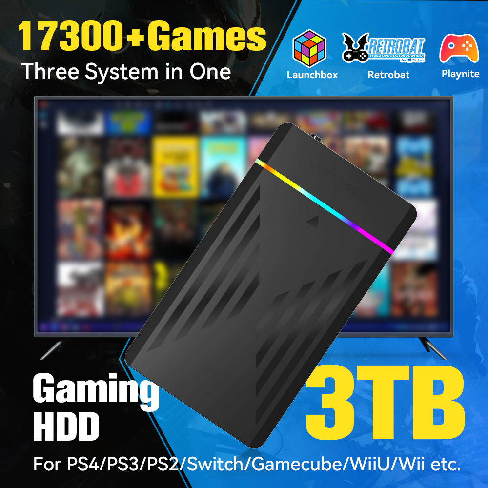 Retro Gaming Device Handheld - 3TB Draagbare Gaming HDD LaunchBox/Retrobat/Playnite Retro
